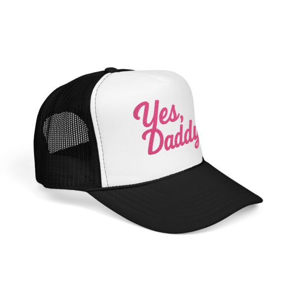 Travel Daddy ‘Yes, Daddy’ Pink Embroidered Trucker Hat (Snapback) - Image 8